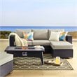 Modway Convene 3-Piece Outdoor Wicker Rattan Set with Fire Pit - Espresso/Beige