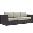 Modway Convene 3-Piece Outdoor Wicker Rattan Set with Fire Pit - Espresso/Beige