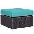 Modway Convene 3 Piece Patio Sofa Set with Fire Pit in Espresso and Turquoise
