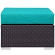 Modway Convene 3 Piece Patio Sofa Set with Fire Pit in Espresso and Turquoise