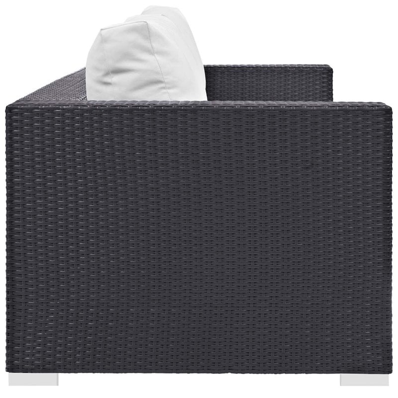 Modway Convene 3-Piece Outdoor Wicker Rattan Set with Fire Pit - Espresso/White