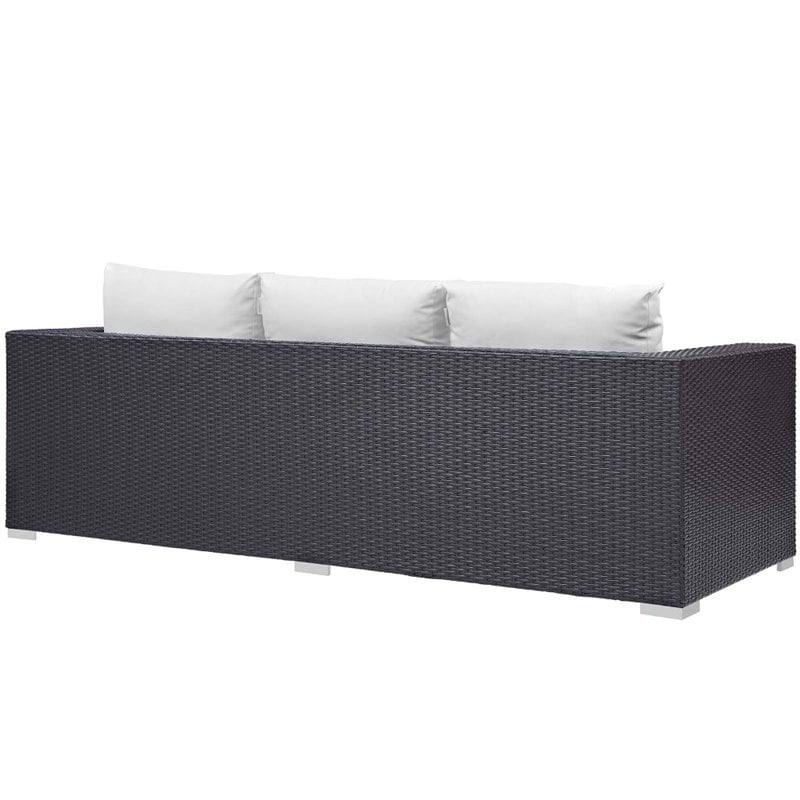 Modway Convene 3-Piece Outdoor Wicker Rattan Set with Fire Pit - Espresso/White