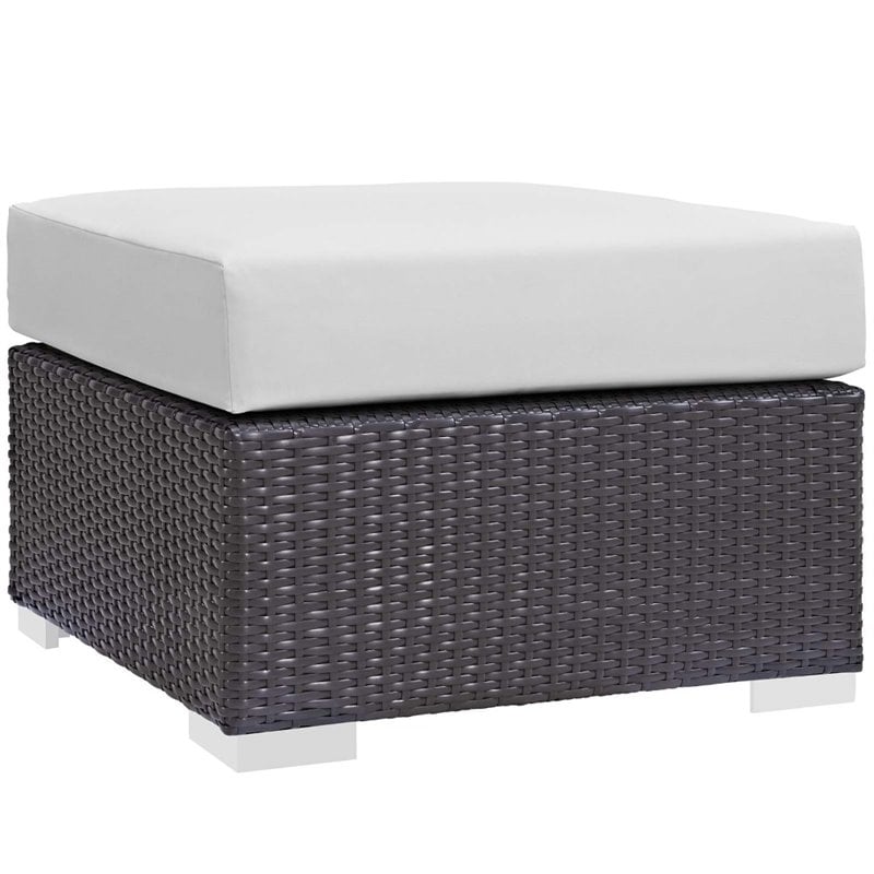 Modway Convene 3-Piece Outdoor Wicker Rattan Set with Fire Pit - Espresso/White