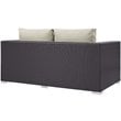 Modway Convene 4-Piece Outdoor Wicker Rattan Set with Fire Pit in Espresso/Beige