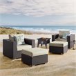 Modway Convene 5-Piece Outdoor Wicker Rattan Set with Fire Pit - Espresso/Beige
