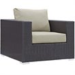 Modway Convene 5-Piece Outdoor Wicker Rattan Set with Fire Pit - Espresso/Beige