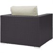 Modway Convene 5-Piece Outdoor Wicker Rattan Set with Fire Pit - Espresso/Beige