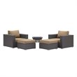 Modway Convene 5-Piece Outdoor Wicker Rattan Set w/ Fire Pit in Espresso/Mocha
