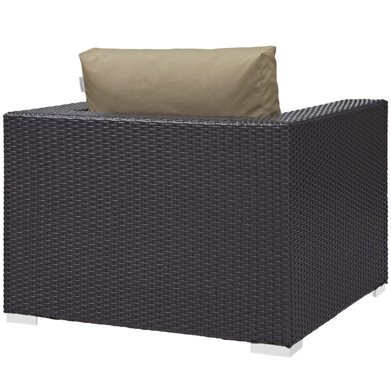 Modway Convene 5-Piece Outdoor Wicker Rattan Set w/ Fire Pit in Espresso/Mocha