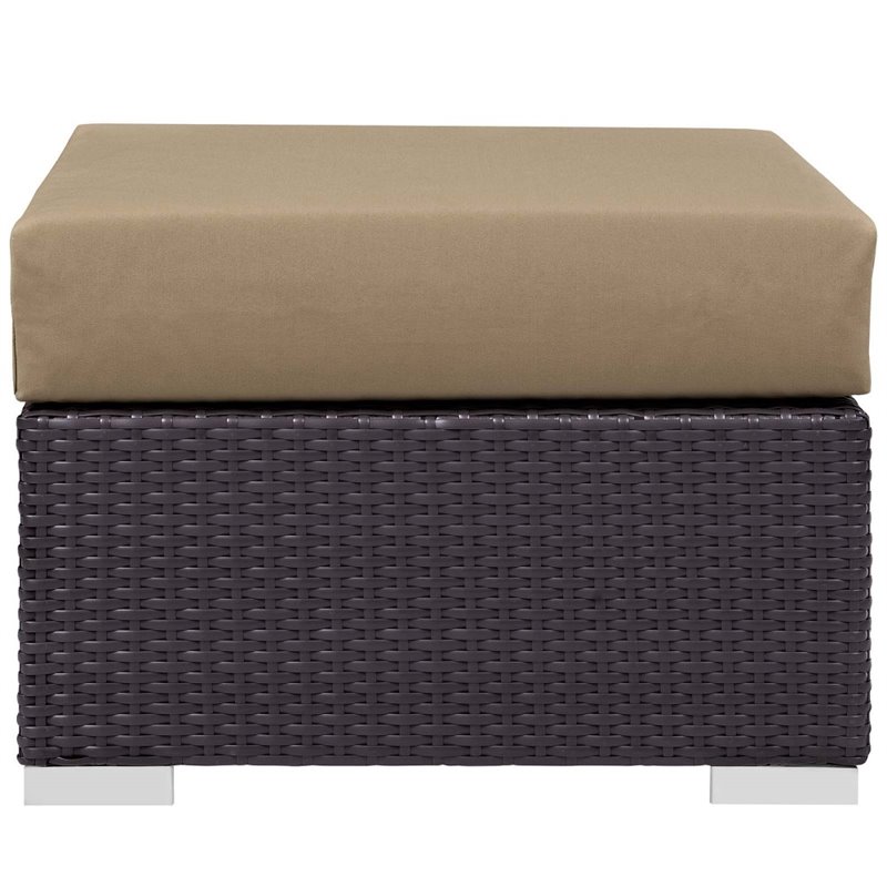 Modway Convene 5-Piece Outdoor Wicker Rattan Set w/ Fire Pit in Espresso/Mocha
