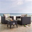 Modway Convene 3-Piece Outdoor Wicker Rattan Set w/ Fire Pit in Espresso/Beige