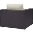 Modway Convene 3-Piece Outdoor Wicker Rattan Set w/ Fire Pit in Espresso/Beige