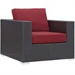 Modway Convene 3-Piece Outdoor Wicker Rattan Set w/ Fire Pit in Espresso/Red