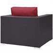 Modway Convene 3-Piece Outdoor Wicker Rattan Set w/ Fire Pit in Espresso/Red