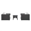 Modway Convene 3-Piece Outdoor Wicker Rattan Set w/ Fire Pit in Espresso/White