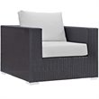 Modway Convene 3-Piece Outdoor Wicker Rattan Set w/ Fire Pit in Espresso/White