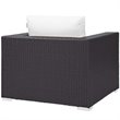 Modway Convene 3-Piece Outdoor Wicker Rattan Set w/ Fire Pit in Espresso/White