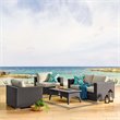 Modway Convene 5-Piece Outdoor Wicker Rattan Set with Fire Pit in Espresso/Beige
