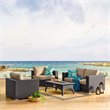 Modway Convene 5-Piece Outdoor Wicker Rattan Set with Fire Pit in Espresso/Mocha