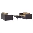 Modway Convene 5-Piece Outdoor Wicker Rattan Set with Fire Pit in Espresso/Mocha
