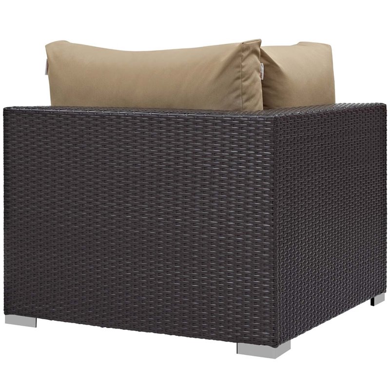 Modway Convene 5-Piece Outdoor Wicker Rattan Set with Fire Pit in Espresso/Mocha