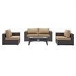 Modway Convene 5-Piece Outdoor Wicker Rattan Set with Fire Pit in Espresso/Mocha