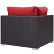 Modway Convene 5 Piece Patio Sofa Set with Fire Pit in Espresso and Red