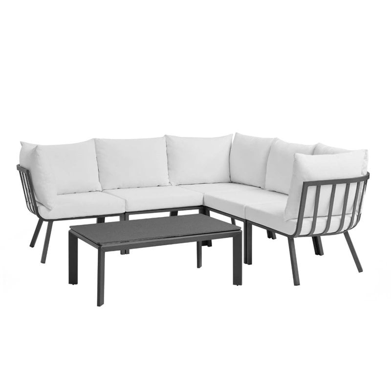 Modway Riverside 6-Piece Outdoor Patio Aluminum Set in Gray and White