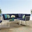 Modway Riverside 6-Piece Outdoor Patio Aluminum Set in White and Navy