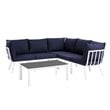 Modway Riverside 6-Piece Outdoor Patio Aluminum Set in White and Navy