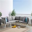 Modway Riverside 5-Piece Outdoor Patio Aluminum Sectional in White/Gray