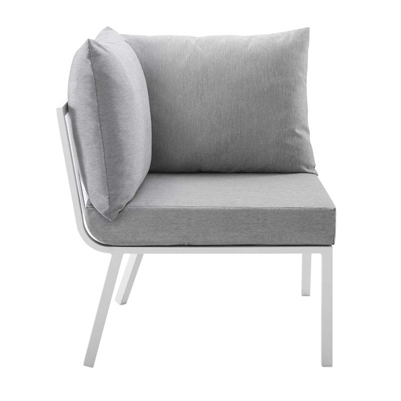 Modway Riverside 5-Piece Outdoor Patio Aluminum Sectional in White/Gray