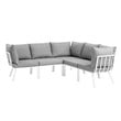 Modway Riverside 5-Piece Outdoor Patio Aluminum Sectional in White/Gray