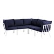 Modway Riverside 5-Piece Outdoor Patio Aluminum Sectional in White/Navy
