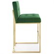 Privy Gold Stainless Steel Performance Velvet Bar Stool in Gold Emerald