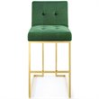 Privy Gold Stainless Steel Performance Velvet Bar Stool in Gold Emerald