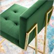 Privy Gold Stainless Steel Performance Velvet Bar Stool in Gold Emerald