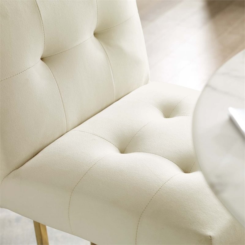 modway privy 30&quot stainless steel performance velvet bar stool in gold/ivory