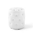 Modway Amour Tufted Button Round Faux Leather Ottoman in White