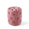 Modway Amour Tufted Button Round Performance Velvet Ottoman in Dusty Rose
