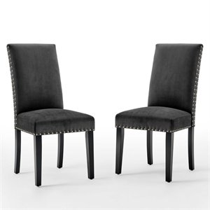 Modway Parcel 19.5&quot Performance Velvet Dining Side Chairs in Charcoal (Set of 2)