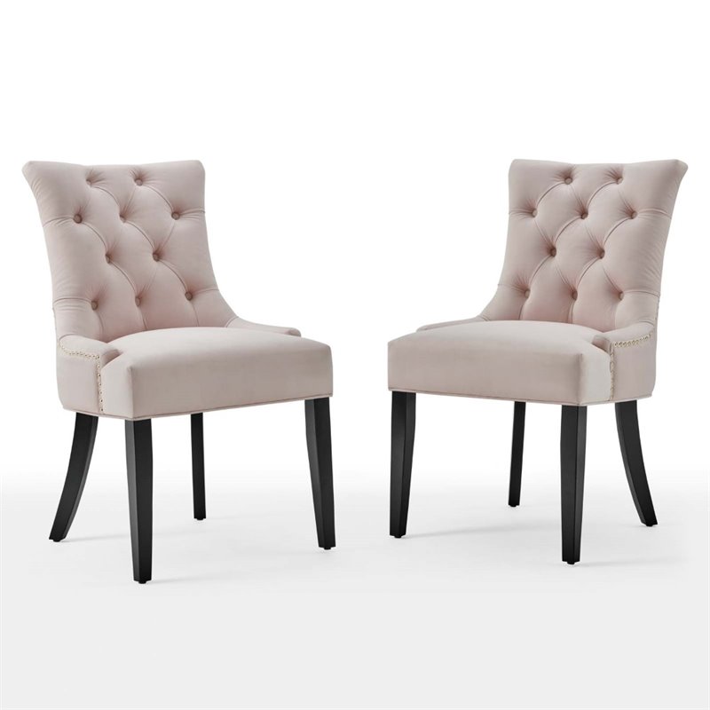 pink tufted chairs