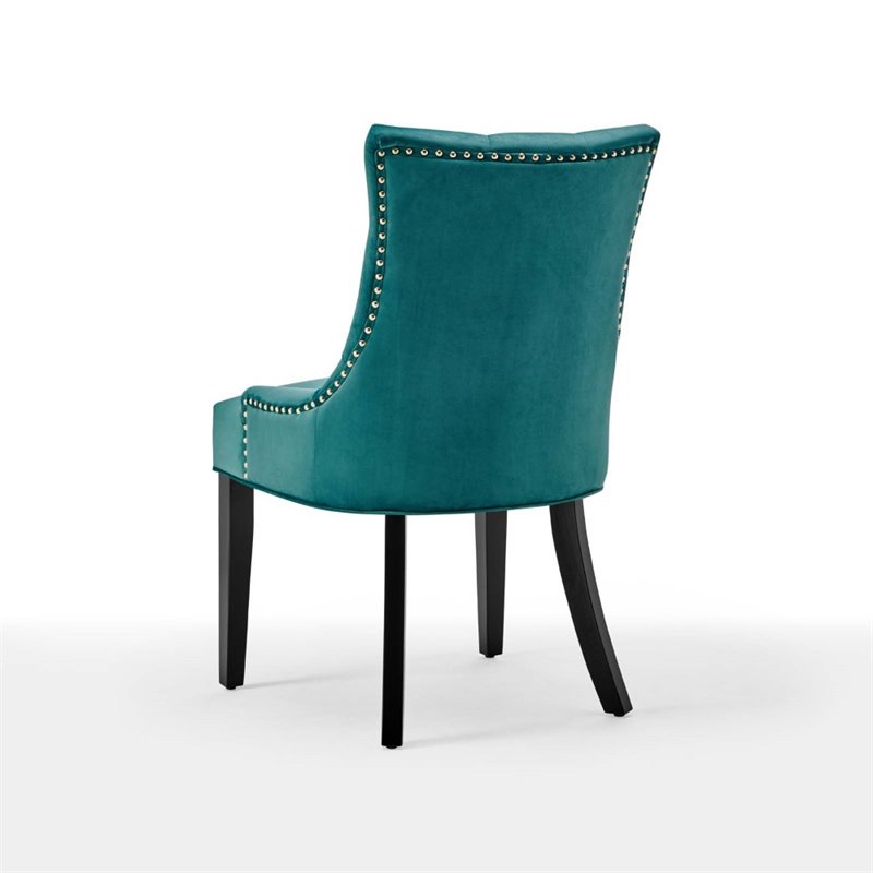 modway regent tufted velvet dining side chairs in teal (set of 2) eei