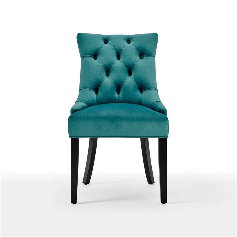 Modway Regent Tufted Velvet Dining Side Chairs in Teal ...