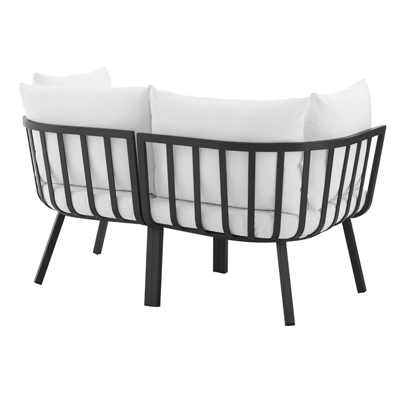 Modway Riverside 2-Piece Outdoor Patio Aluminum Sectional Sofa Set in Gray/White