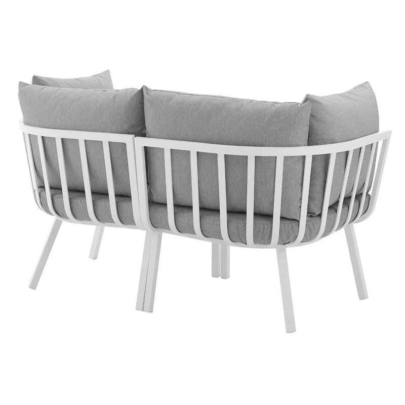 Modway Riverside 2-Piece Outdoor Patio Aluminum Sectional Sofa Set in White/Gray