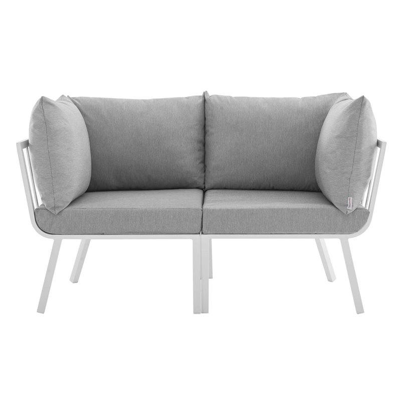Modway Riverside 2-Piece Outdoor Patio Aluminum Sectional Sofa Set in White/Gray