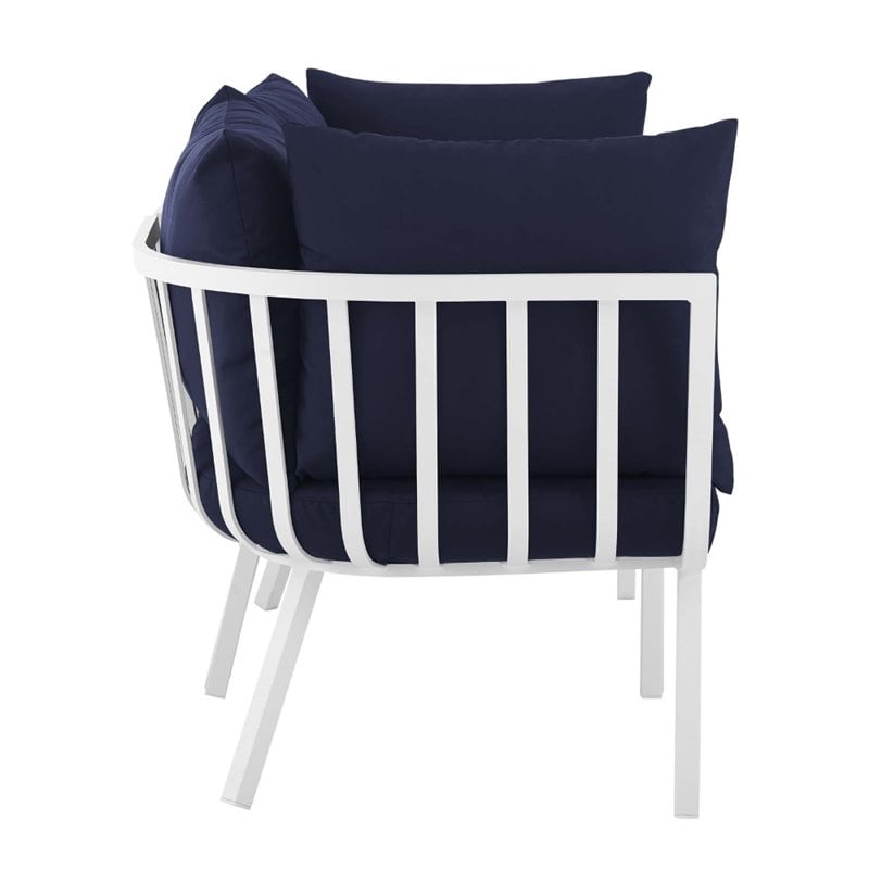 Modway Riverside 2-Piece Outdoor Patio Aluminum Sectional Sofa Set in White/Navy