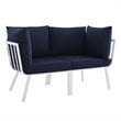 Modway Riverside 2-Piece Outdoor Patio Aluminum Sectional Sofa Set in White/Navy