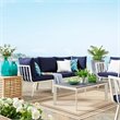 Modway Riverside 3-Piece Outdoor Patio Aluminum Sectional Sofa in White/Navy